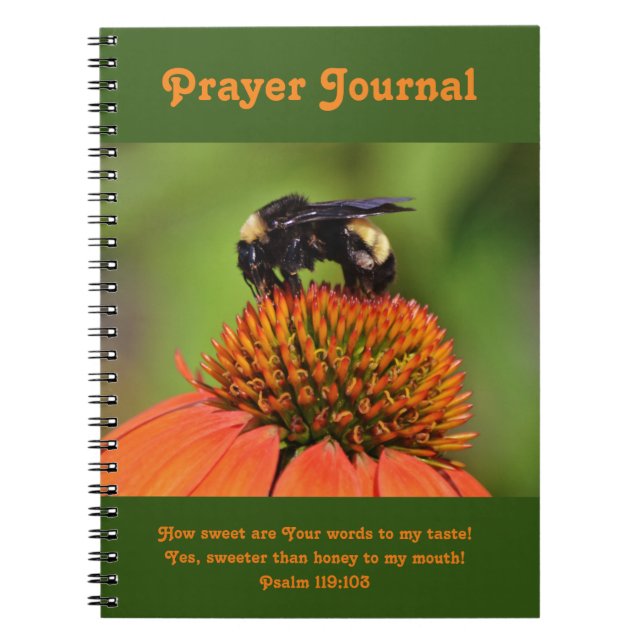 Biene auf Blume Gebetsschrift Journal Notizblock (Vorderseite)