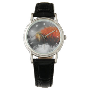 Biene auf Blume in Schwarz-Weiß-Personalisiert Armbanduhr