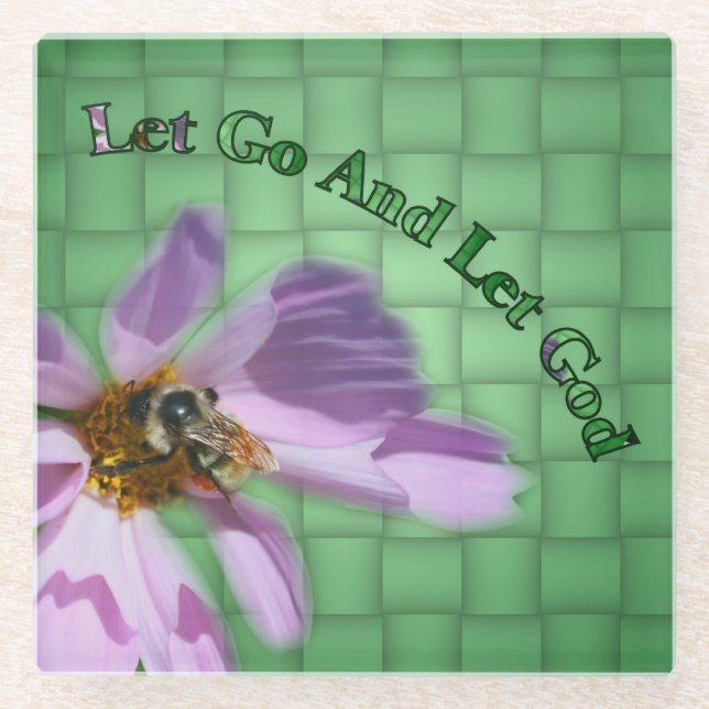 Biene auf Blume Lass Gott Inspiration Glasuntersetzer (Vorderseite)
