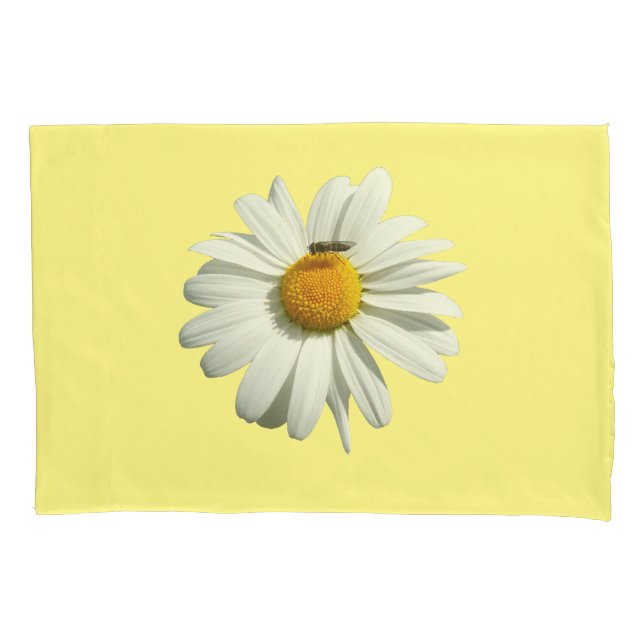 Biene auf Daisy Alaskan Summer Nature Foto Kissenbezug (Vorderseite)