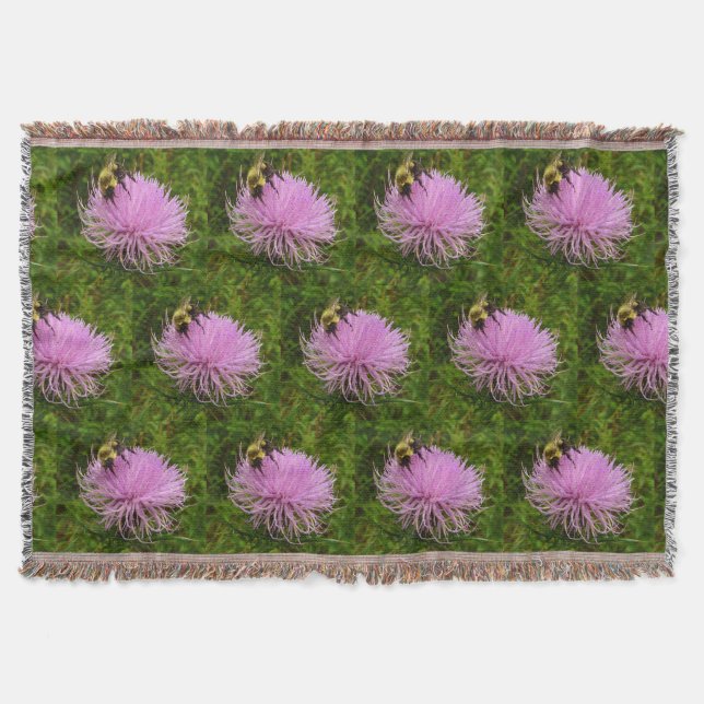 Biene auf der Blume Thistle Nature Decke (Vorderseite)