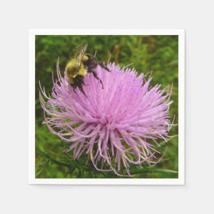 Biene auf der Blume Thistle Nature Serviette