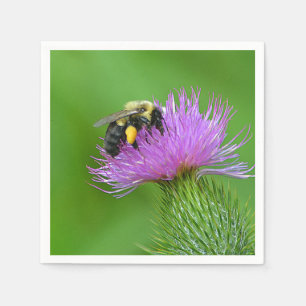 Biene auf Distel-Papierserviette Serviette