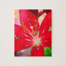 Biene auf einem Lilienregen Selbstpflege-Puzzle