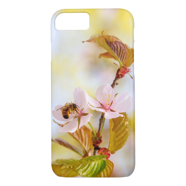 Biene auf einer Kirsche-Blume Case-Mate iPhone Hülle (Rückseite)