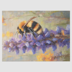 Biene auf einer lila Lupinenblume Decoupage Seidenpapier
