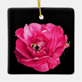 Biene auf einer rosa Blume Keramikornament