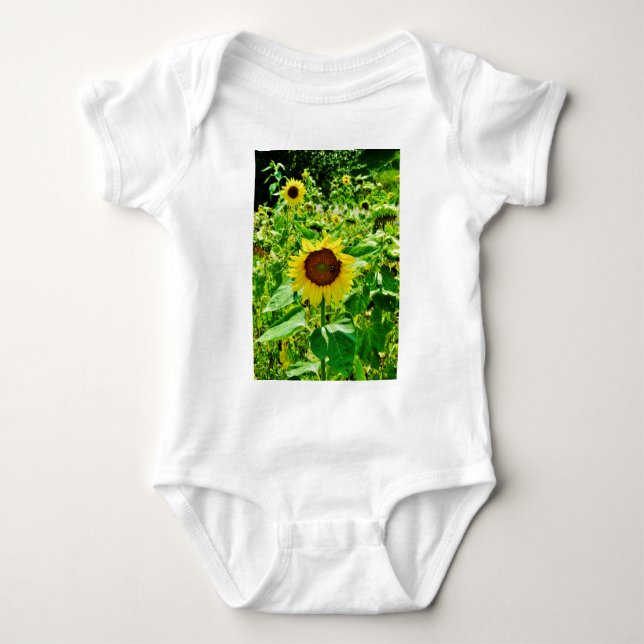 Biene auf gelber Sonnenblume Baby Strampler (Vorderseite)