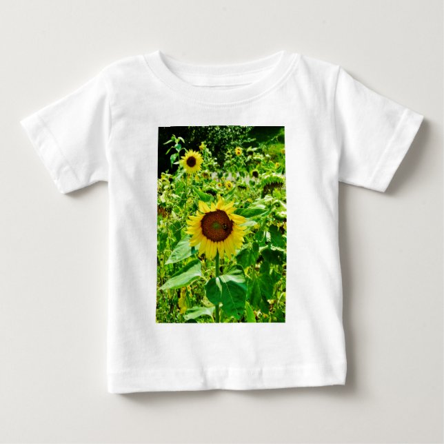 Biene auf gelber Sonnenblume Baby T-shirt (Vorderseite)