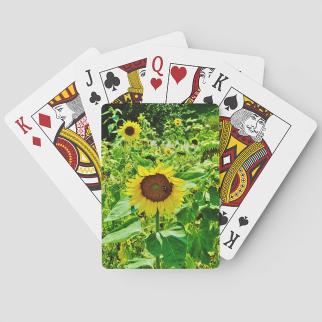 Biene auf gelber Sonnenblume Spielkarten (Rückseite)