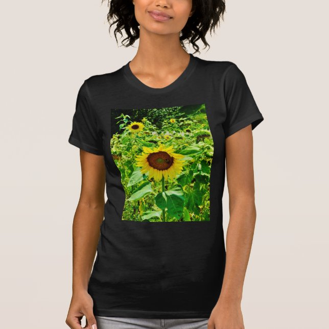 Biene auf gelber Sonnenblume T-Shirt (Vorderseite)