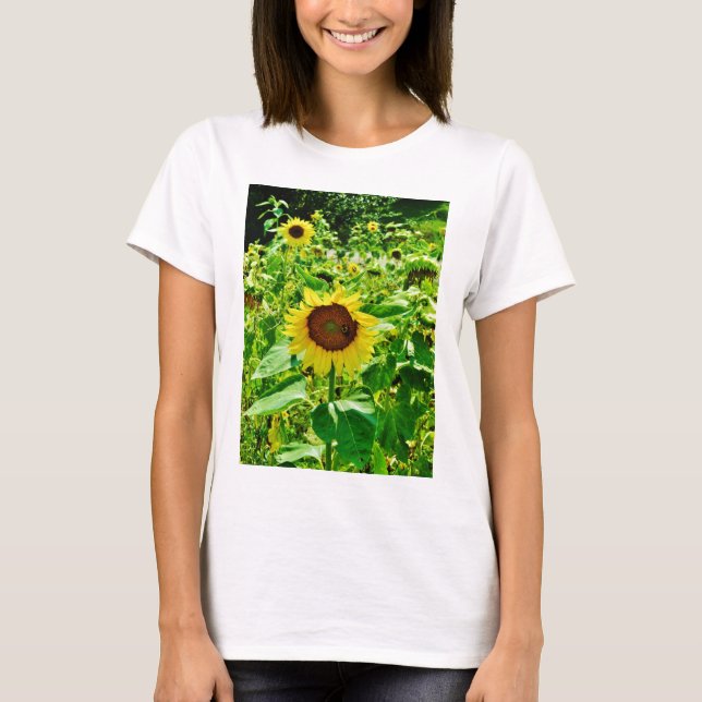 Biene auf gelber Sonnenblume T-Shirt (Vorderseite)