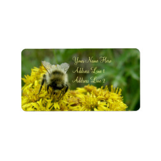 Biene auf Goldenrod, Solidago Adressaufkleber