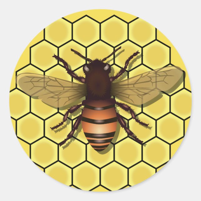 Biene auf Honeycomb Stickers (Vorderseite)