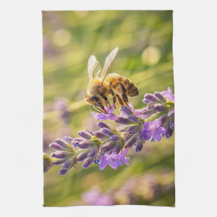 Biene auf Lavendel Geschirrtuch