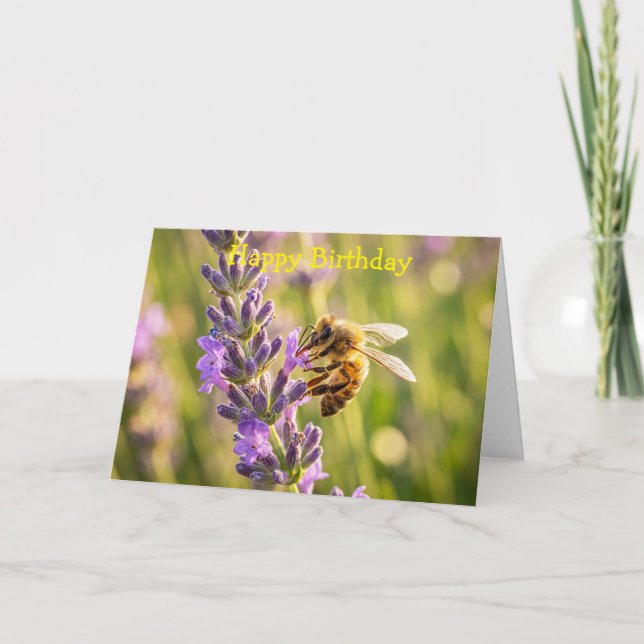 Biene auf Lavendel Karte (Vorderseite)