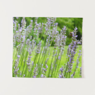 Biene auf Lavender Summer Floral Wandteppich