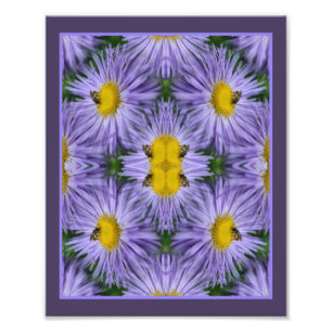 Biene auf Lila Aster-Blume Natur Abstrakt Fotodruck