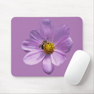 Biene auf lila Blume Mousepad