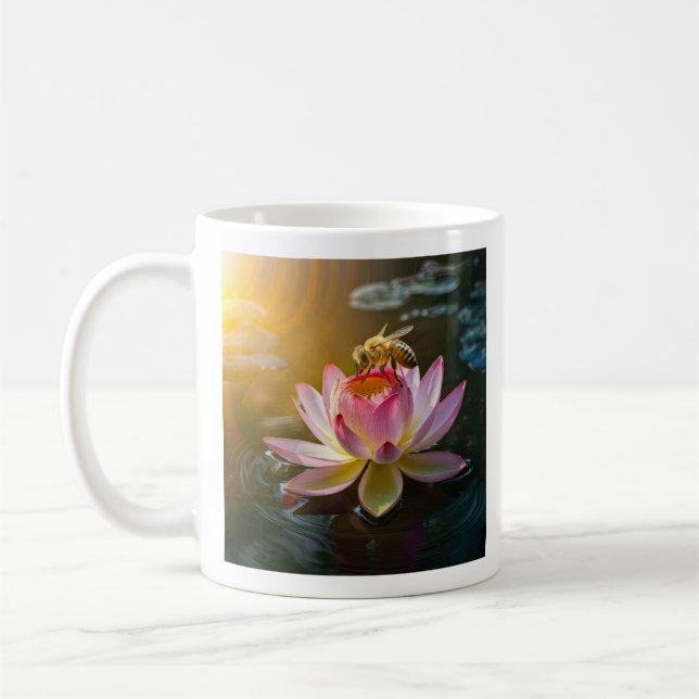 Biene auf Lotus-Blume Kaffeetasse (Links)