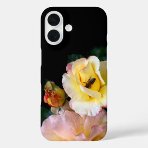 Biene auf rosa Gelben Rosen Blume iPhone 16 Hülle