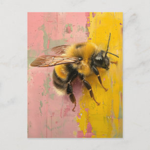 Biene auf Rosa und Gelb Postkarte