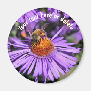 Biene auf violetter Aster-Blume Natur Personalisie Magnet