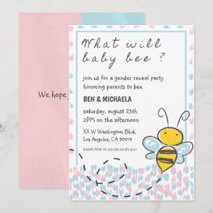 Biene Baby Shower Einladungen, Biene Geschlecht En Einladung