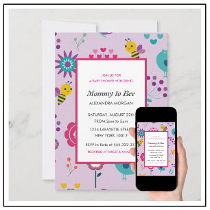 Biene Baby Shower Einladungen Mommy to bee Floral