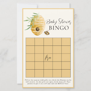 Biene Baby Shower Gelbe Bingo-Spielkarte