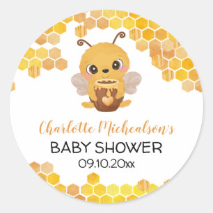 Biene Baby Shower Honigwabe Neutral Runder Aufkleber