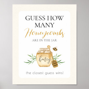 Biene Baby Shower - Schätze wie viele Spiel Tischs Poster
