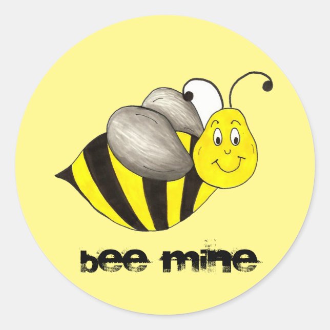 Biene (Be) Mine Valentine's Day Bumblebee Liebe Runder Aufkleber (Vorderseite)