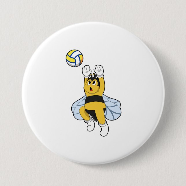 Biene beim Volleyball Sports Button (Vorderseite)