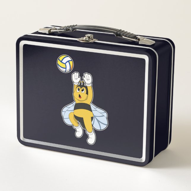 Biene beim Volleyball Sports Metall Brotdose (Vorderseite)