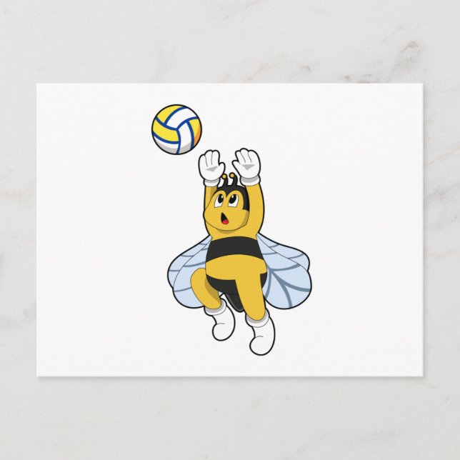 Biene beim Volleyball Sports Postkarte (Vorderseite)