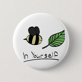 Biene-Blatt in selbst Knopf (irgendeine Größe) Button