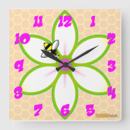 Biene, Blume Honeycome Quadratische Wanduhr