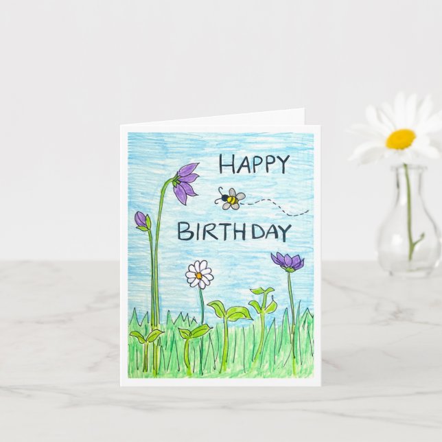 Biene & Blumen Geburtstag Karte (Kleine Pflanze)