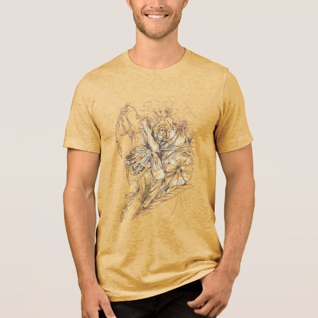 Biene & Blüten Tri-Blend Shirt (Vorderseite)