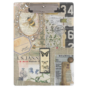 Biene Botanical Vintag Ephemera Decoupage Klemmbrett