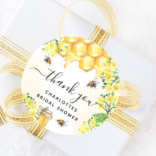 Biene Brautparty Gelb floral danke  Runder Aufkleber