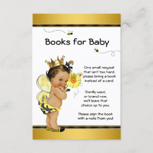 Biene Bring A Book Ethnische Mädchen Baby Shower K Einladung