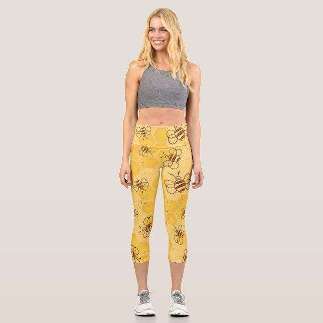 Biene Buzzing Honey Bees Niedlich Capri Leggings (Vorderseite)