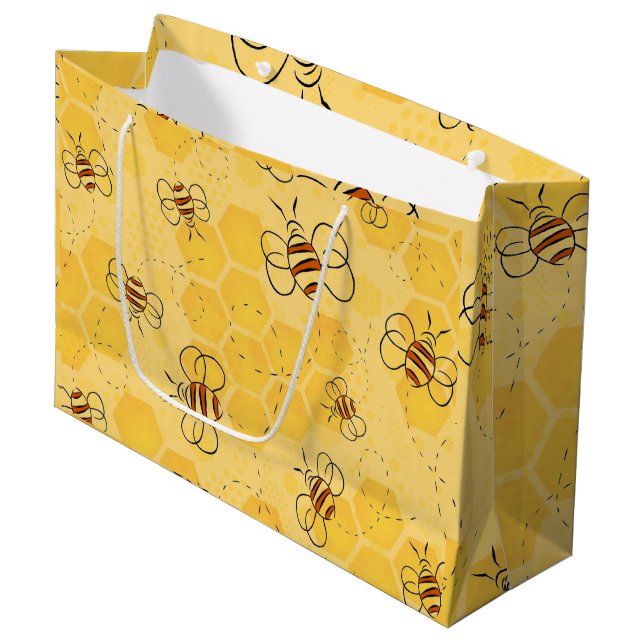 Biene Buzzing Honey Bees Niedlich Große Geschenktüte (Vorderseite Schrägansicht)