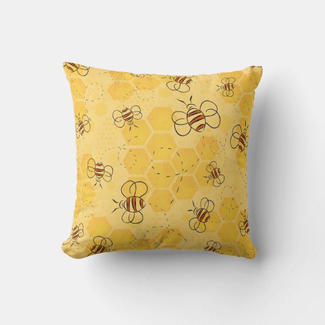 Biene Buzzing Honey Bees Niedlich Kissen (Vorderseite)