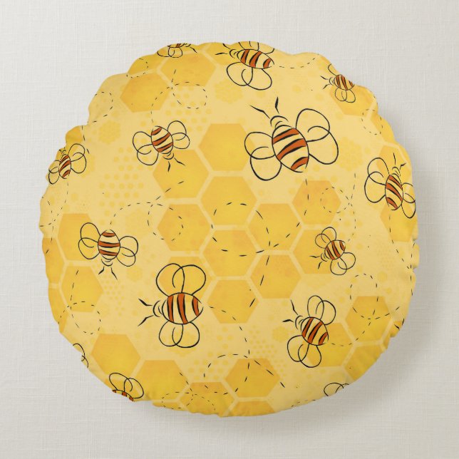 Biene Buzzing Honey Bees Niedlich Rundes Kissen (Vorderseite)
