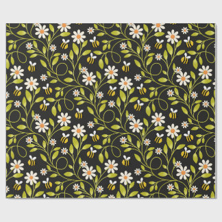 Biene & Daisy Florales Geschenkpapier Schwarz Bota