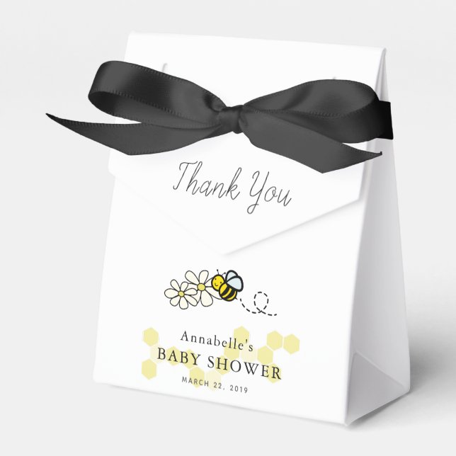 Biene & Daisy White Baby Dusche Geschenkschachtel (Vorderseite)