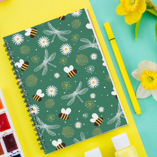 Biene, Dragonfly und Blume SpiralNotebook Notizblock (Von Creator hochgeladen)